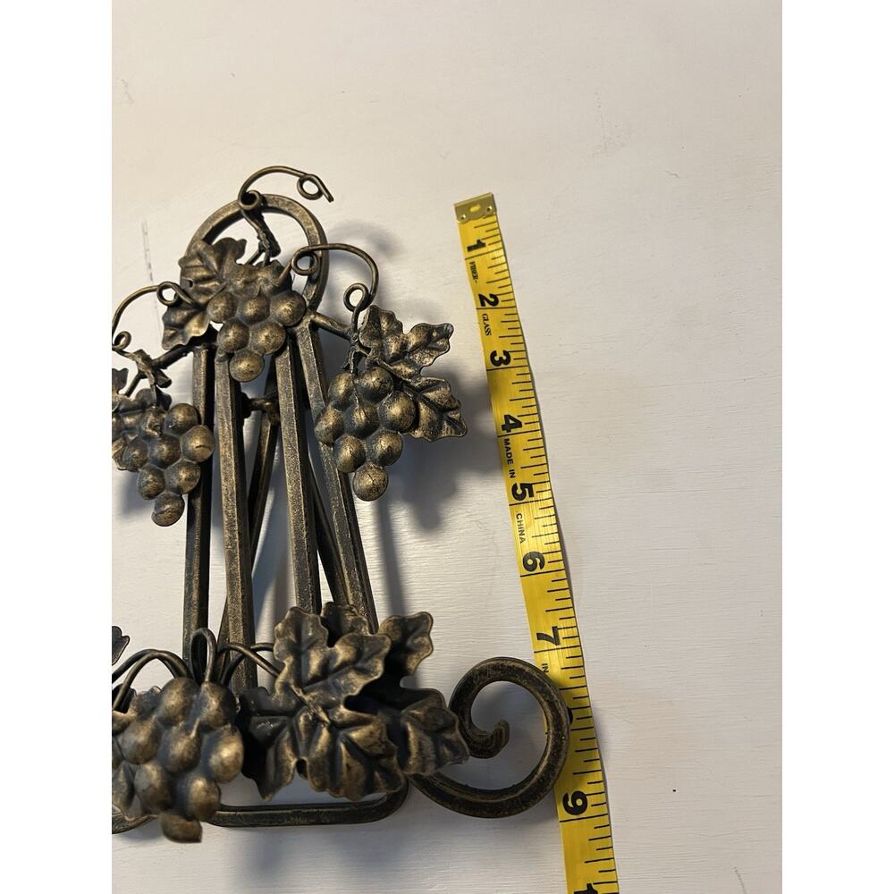 Vintage Cast Metal Easel Cookbook Stand Grapes Antique Gold Finish 9"H - Picture 6 of 8
